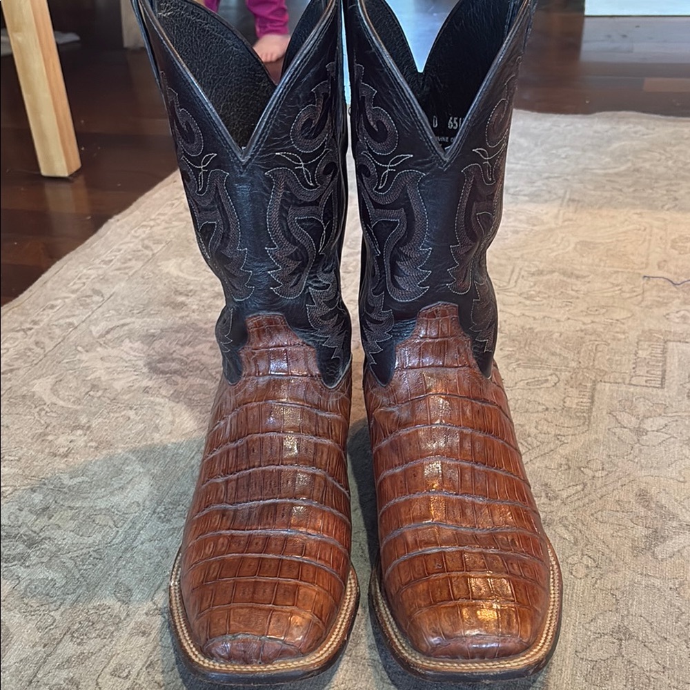 Lucchese Brown Black Cowboy Boots, Men’s
